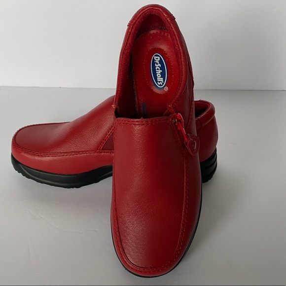 Dr. Scholl's Shoes - Dr Scholls Double Air Pillo Insole Loafers Shoes Side Zip Leather Red Womens Sz5